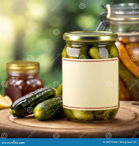 Glass Jar Of Cucumber Pickles Gherkins Empty Blank Generic Product Packaging Mockup Stock