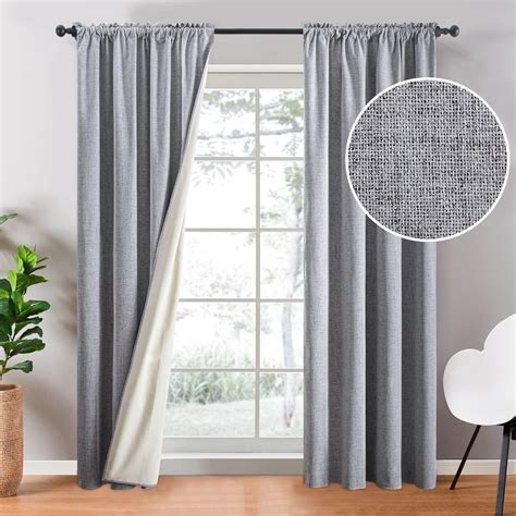 Topfinel Faux Linen Blackout Curtains 96 Inches Rod Pocket Window