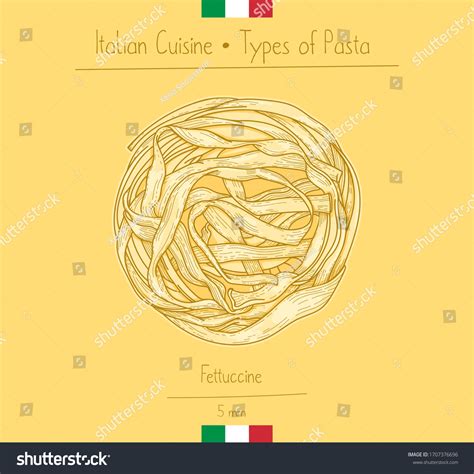 Italian Food Fettuccine Pasta Sketching Illustration Stock Vector