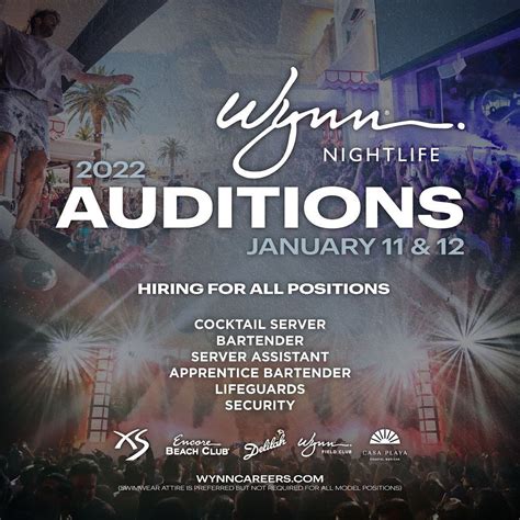 Encore Beach Club 2024 Auditions - All Jobs & Interviews