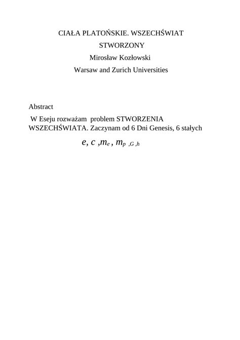 Pdf CiaŁa PlatoŃskie WszechŚwiat Stworzony