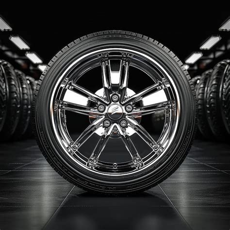 Premium Photo Rubber Tire With Shiny Chrome Rim