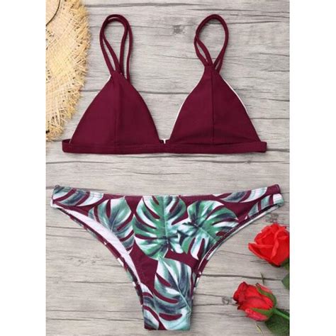 Buy YG Leaf Printed Two Piece Split Bikini Set Summer Beach Women