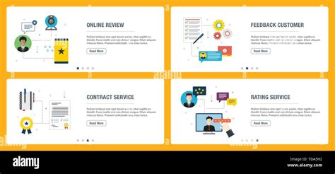 Web Banners Concept In Vector With Online Review Feedback Customer