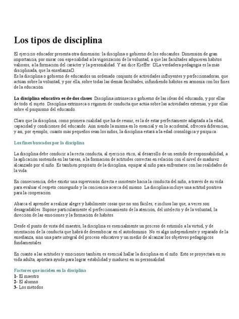 Los Tipos De Disciplina Pdf