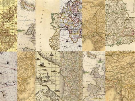 Old Maps Digital Papers Vintage Maps Backgrounds Old Maps Etsy