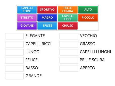 Aggettivi E Contrari Descrizione Fisica Une Las Parejas