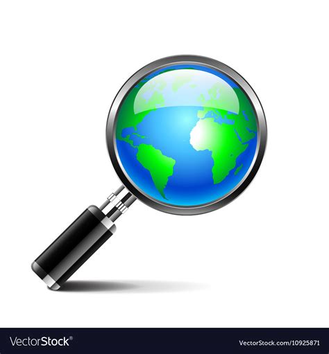 Magnifying Glass With Earth Globe Isolated Vector Image