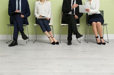 Premium Photo People Waiting For Job Interview Indoors Closeup