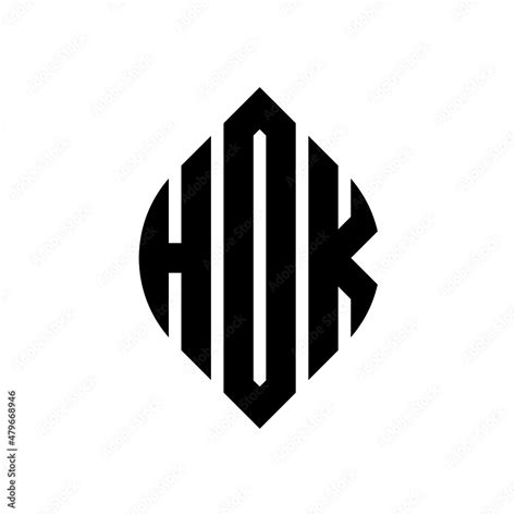 Hok Circle Letter Logo Design With Circle And Ellipse Shape Hok