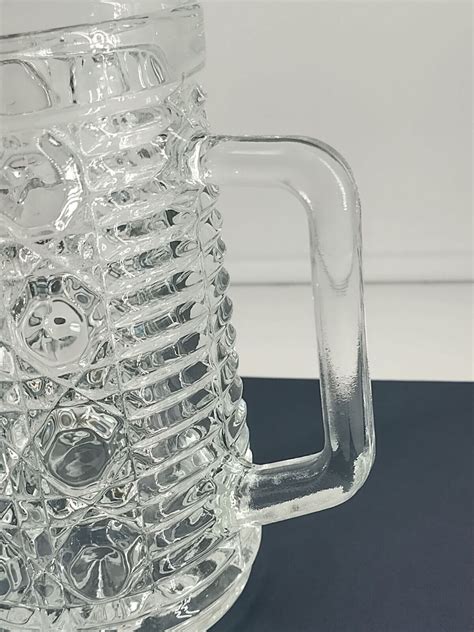 Windsor Clear Federal Glass Co Pint Pitcher Vtg 6 Button Cane Design Ebay