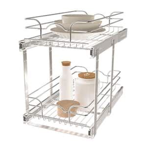 Rev A Shelf 9 In X 18 In 2 Tier Cabinet Pull Out Wire Basket Chrome