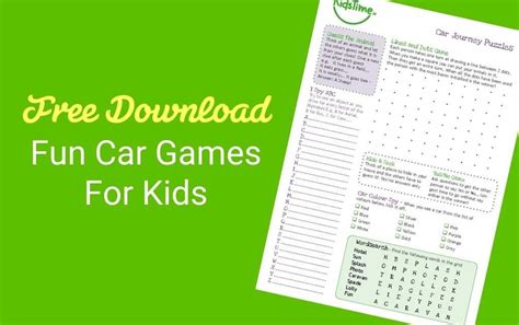 Download Our FREE Car Games for Kids Sheet