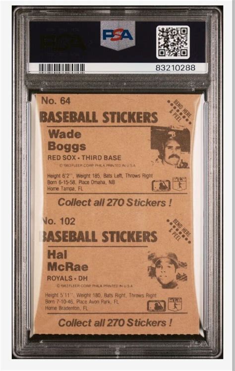 1983 Fleer Stickers 64 Wade Boggs RC Boston Red Sox NM MT EBay