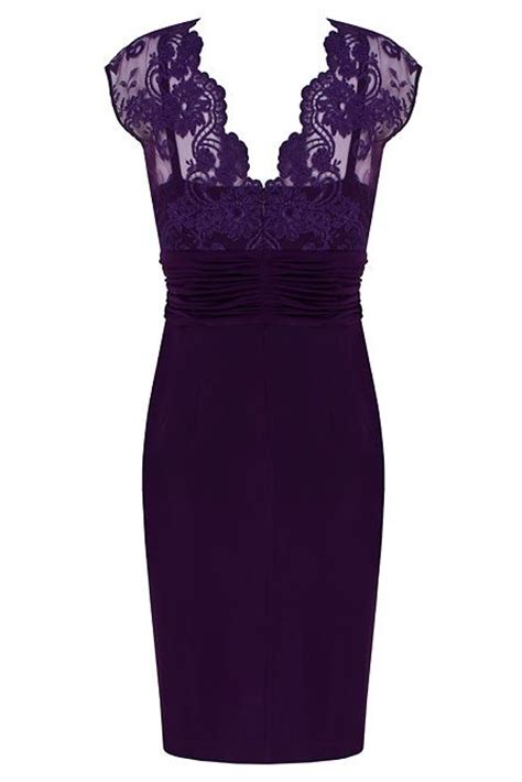 Alexon Dark Purple Lace Top Dress In Purple Lyst