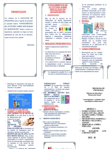 Triptico Sobre Sexualidad En Adolescentes Pdf La Sexualidad Humana Adolescencia