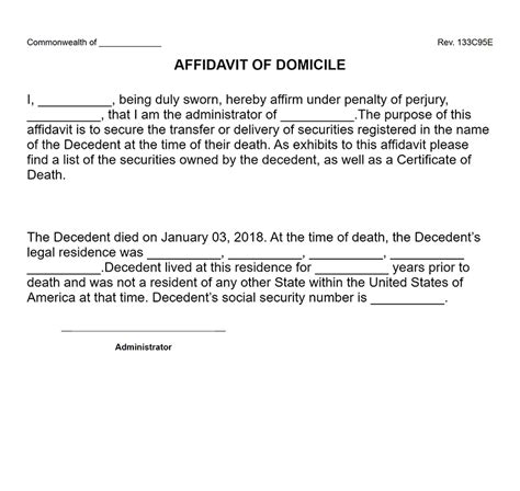 Affidavit Of Domicile