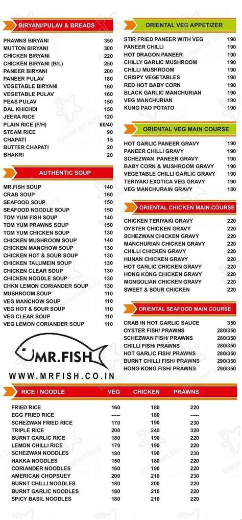 Menu At Mr Fish Seafood Restaurant Navi Mumbai