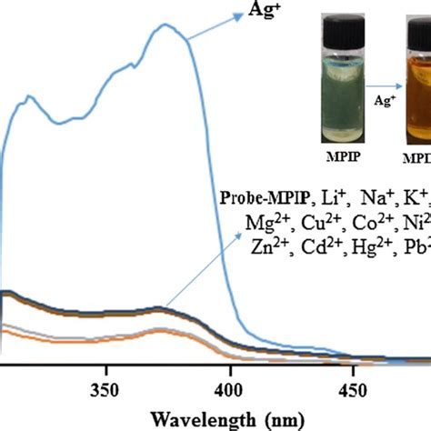 Fluorescence response of the MPIP Ag complex 10 µM in DMSO H2O 1 9