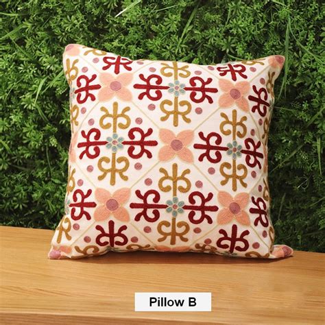 Decorative Sofa Pillows, Cotton Flower Decorative Pillows, Embroider F – Paintingforhome