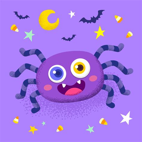 Cute cartoon spider on purple background. Vector illustration for Halloween 31712503 Vector Art ...