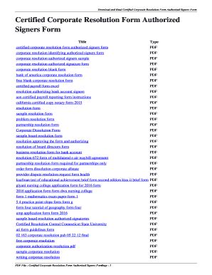 Fillable Online Anemose Certified Corporate Resolution Form Authorized