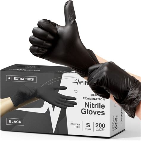 FifthPulse Extra-Thick Disposable Nitrile Medical Exam Gloves, Black ...