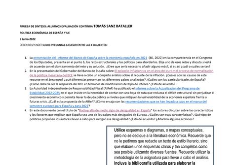 Prova De S Ntesi Continua Prueba De Sintesis Alumnos Evaluacin