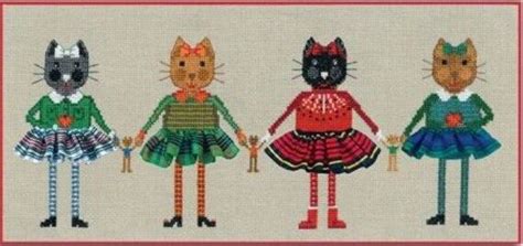 Four Scottish Cats In Skirts By Le Bonheur Des Dames Counted Cross