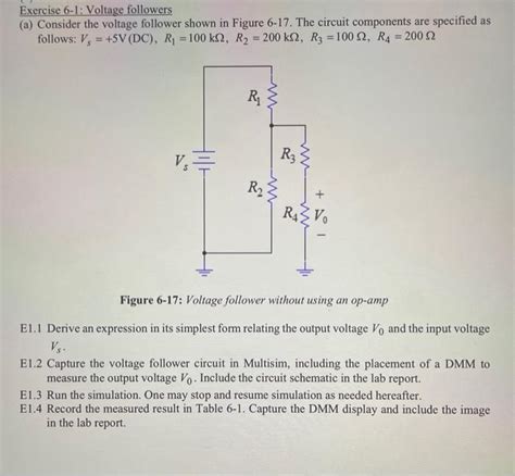 Solved Exercise 6 1 Voltage Followers A Consider The