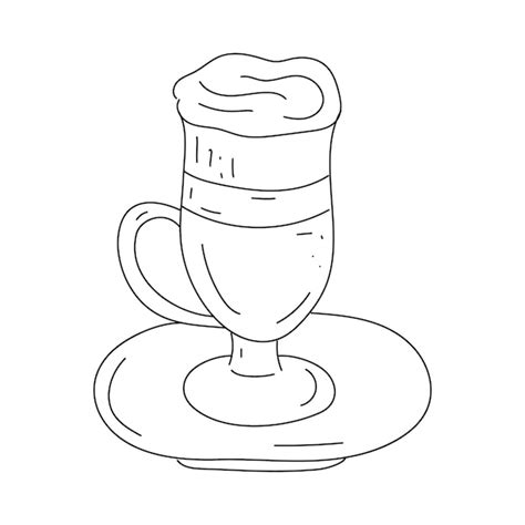 Un Vaso De Café Con Espuma Dibujo A Mano Alzada Esquema Editable