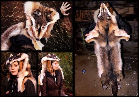 Coyote Wolf Skin Headdress By Naturepunk Skin Head Timber Wolf Coyote