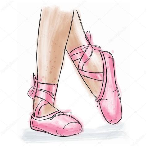 Pink Ballerina Shoes Ballet Pointe Shoes With Ribbon Stock Vector