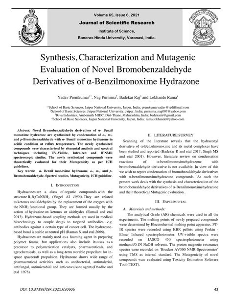 Pdf Synthesis Characterization And Mutagenic Evaluation Of Novel