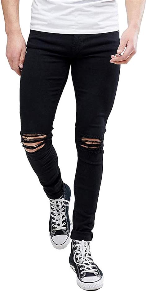 LONGBIDA Herren Jeans mit Ripped Destroyed Stretch Knie Löcher Slim