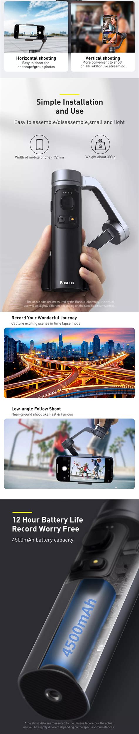 Baseus Control Smartphone Handheld Folding Gimbal Stabilizer SUYT D0G