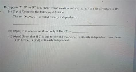 Solved Suppose T Rnrm Is A Linear Transformation And