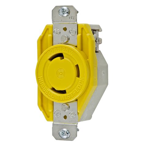 Hubbell HBL26CM10 30 125 Volt 2 Pole 3 Wire NEMA L5 30R Yellow