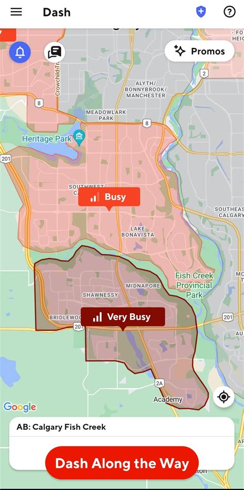 The Door Dash driver's app has been showing the southern portion of Calgary has been consistent ...