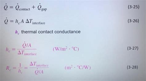 Solved The Thermal Contact Conductance At The Interface Of