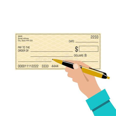 Firma De Un Cheque Bancario Pluma En La Mano Ilustraci N Del Vector