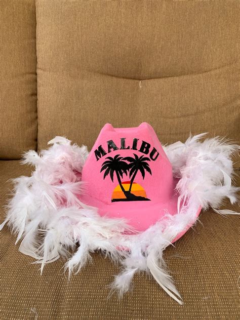 Malibu Cowboy Hat Drinking Hat Fun Hat Malibu Rum Hat Etsy