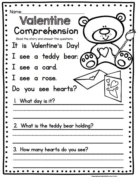 Free Printable Valentine Day Reading Comprehension Worksheets