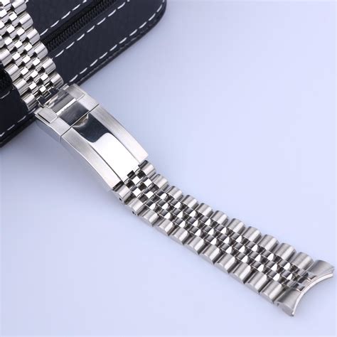 Mm Mm Rolex L Stainless Steel Solid Curved End Screw Links Strap