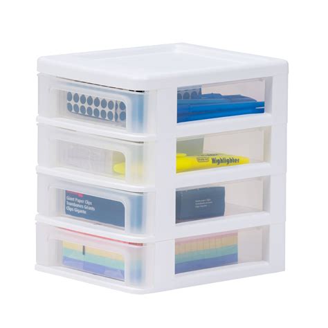 Iris Usa Mini Plastic Storage Desk Top 4 Drawer Compact Desktop