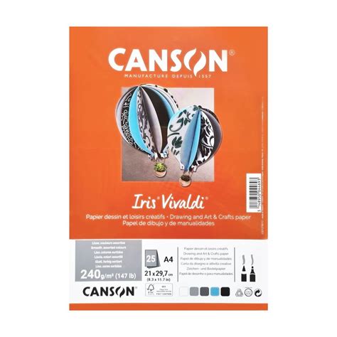 Karton Canson Iris Vivaldi A4 185 G 5 Kolorów Odcienie Szare