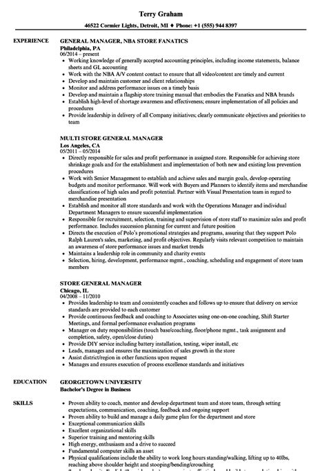 Retail Store Manager Resume Sample