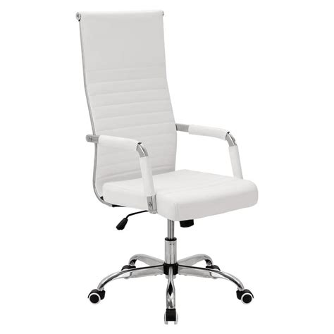 Have A Question About LACOO White Ribbed Office Chair High Back PU