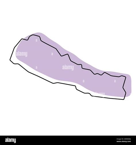 Nepal Country Simplified Map Violet Silhouette With Thin Black Smooth