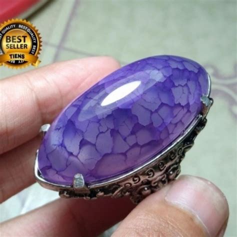 Jual Cincin Batu Akik Pandan Ungu Sisik Naga Natural Shopee Indonesia